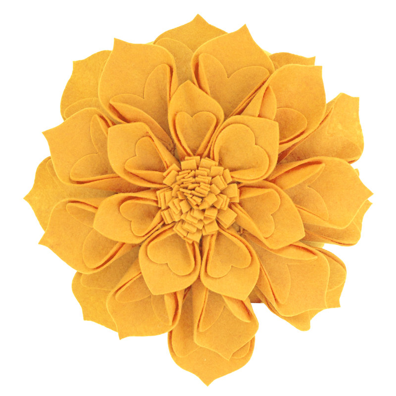 Floral Throw Pillow, 16" x 16", Gold