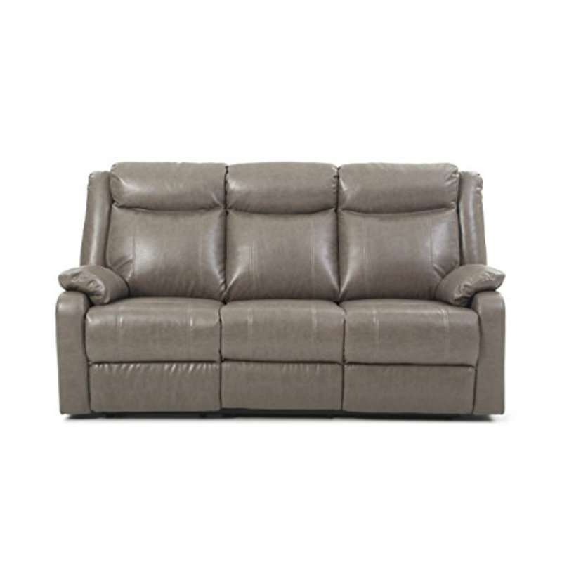 Boston 76'' Faux Leather Reclining Sofa, Gray Faux Leather