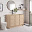 Meuble-lavabo autoportant moderne 48 po avec 3 portes à fermeture douce, fabrication en contreplaqué au fini chêne dune (emballage KD, lavabo non inclus)