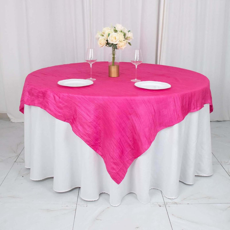 Nappe en taffetas plissé accordéon 72 "x 72", nappe carrée, Rose