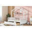 Lit de maison en bois avec 2 tiroirs, lit pour enfant avec tablette de rangement,-1997403732