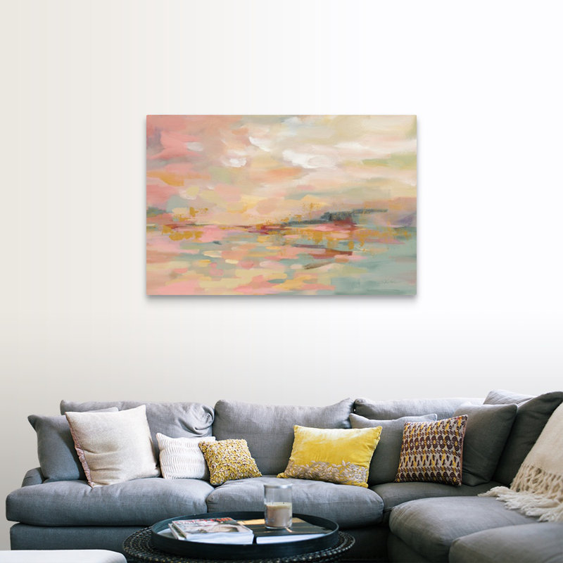" Pink Waves ", Wrapped Canvas, 32" H x 48" W, No Frame