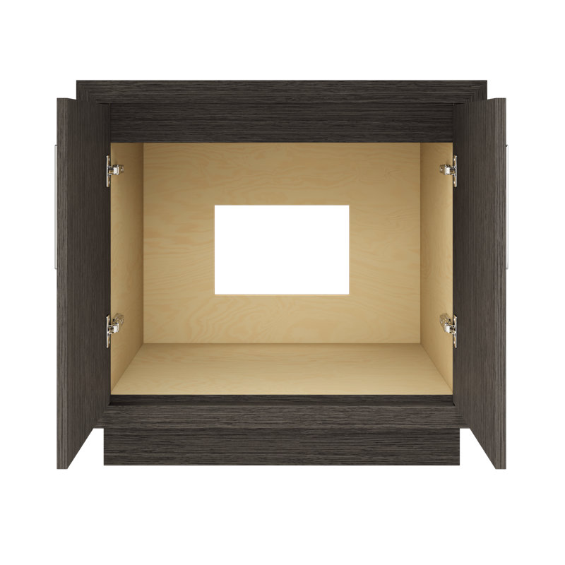 Meuble-lavabo simple Avalon, Gris délavé, Chrome poli, 36"