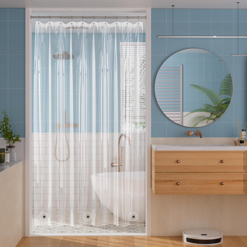 Doublure de rideau de douche transparente en PEVA avec aimants et œillets antirouille, doublure de salle de bain légère et imperméable pour un drainage rapide et un nettoyage facile