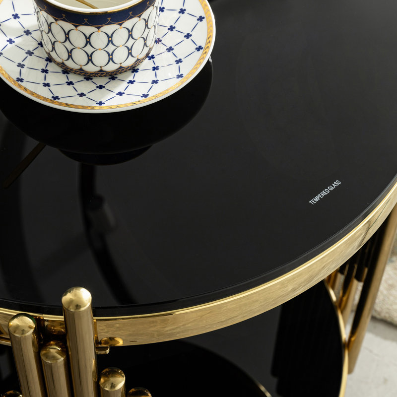Table d'appoint à double couche en verre trempé