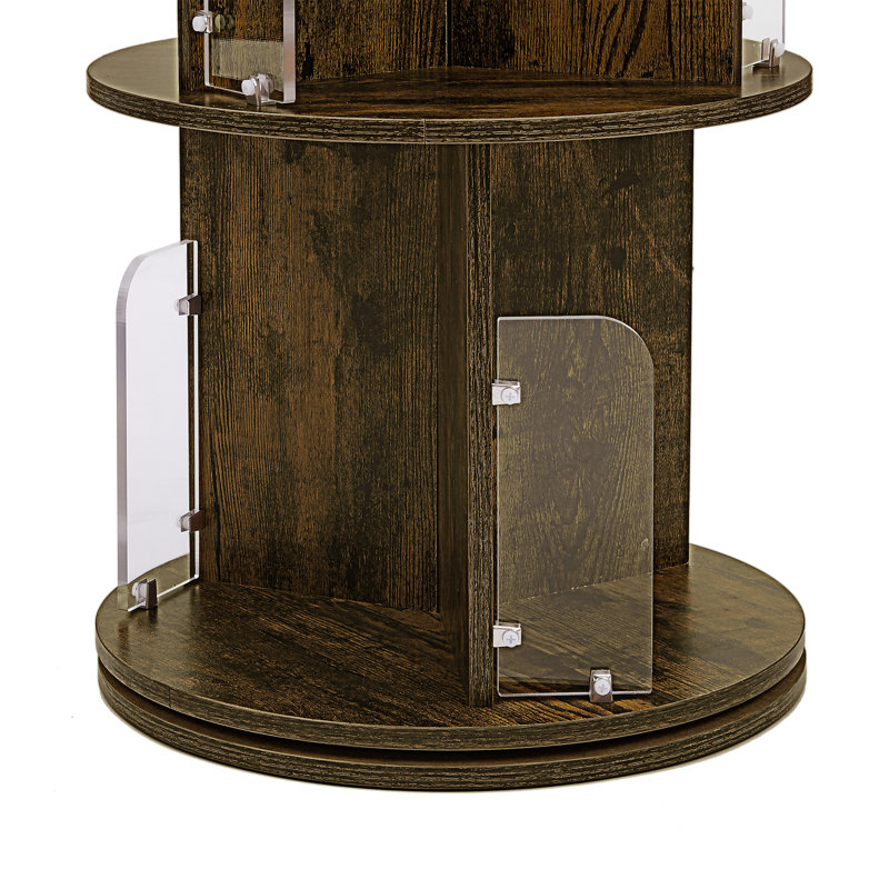 Jadeyn Rotating Bookshelf 4 Tier 360° Revolving Floor Standing Bookcase Corner Organizer Display, Brown