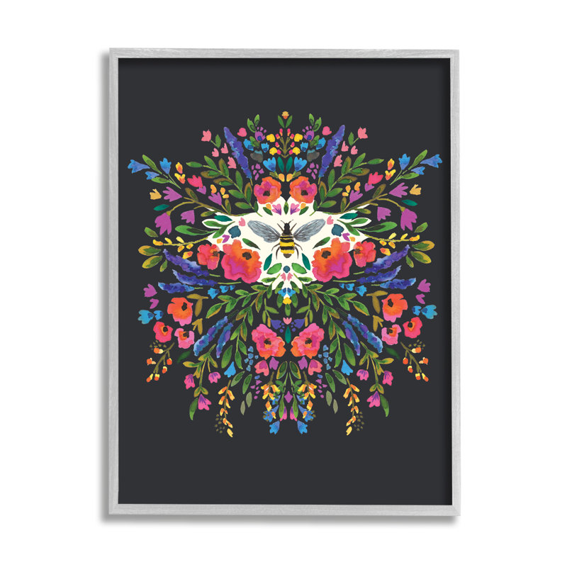 Collage de fleurs abstraites «Honey Bee Bold Summer Florals» par Heather Mclaughlin, H 14 po x l 11 po x P 1,5 po