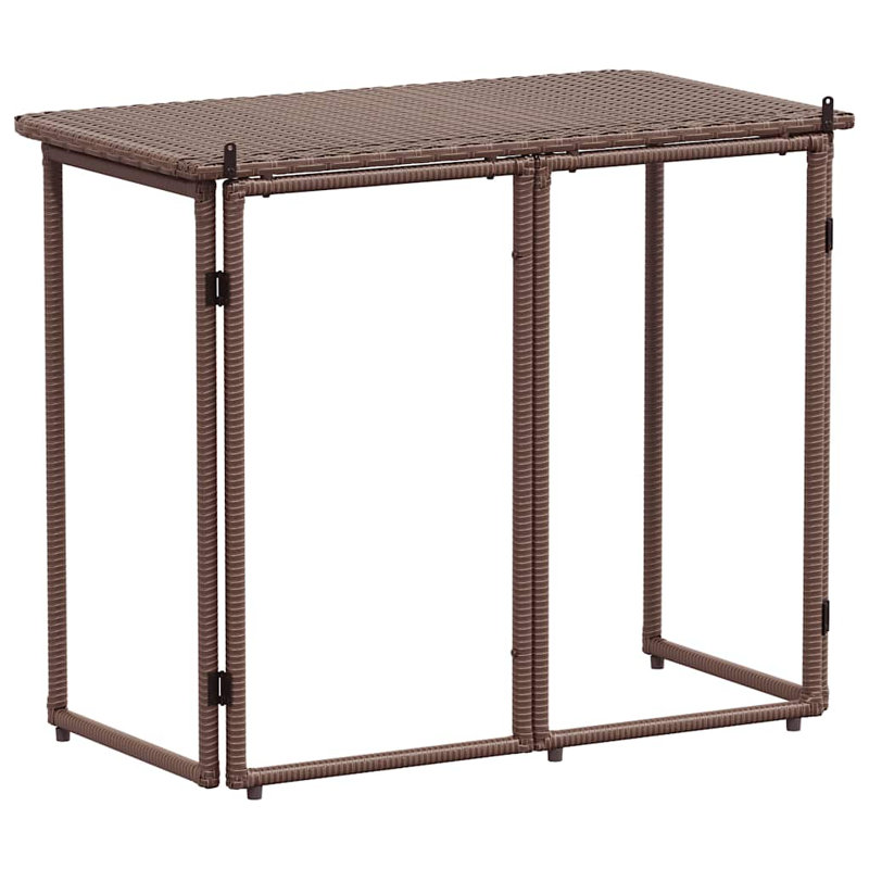 Folding Garden Table 90X51x75 Cm Poly Rattan, Brown