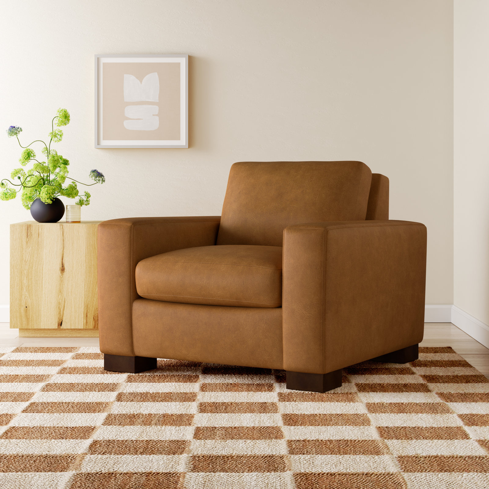 Jonie Genuine Leather Armchair, Bistro Saddle Genuine Leather
