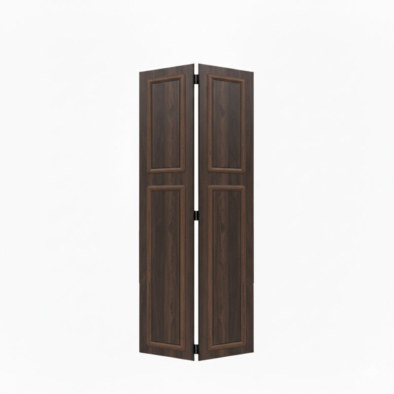 18 series 64in.X84 in. 3/4 inch thickness 2-Panel Walnut Color Finished MDF Bi-fold door with closet hardware