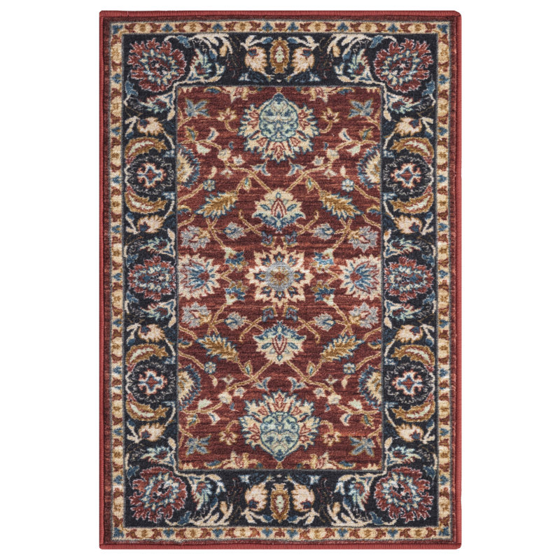 Tapis rouge lavable et antidérapant Lyanne, Rectangle 2 pi 2 po x 3 pi 3 po