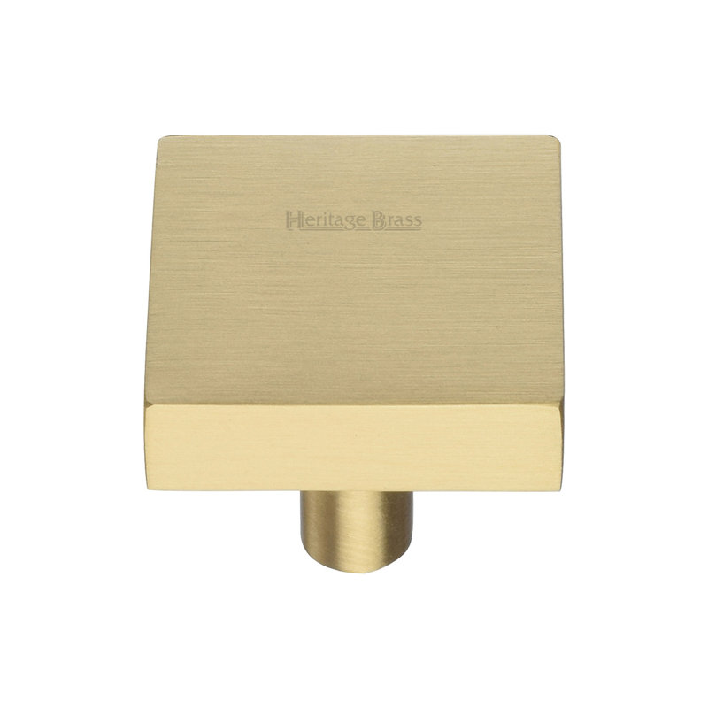 Heritage Brass Heritage Cabinet Knob Square Design, 2.8cm H x 3.2cm W x 3.2cm D, Satin Brass