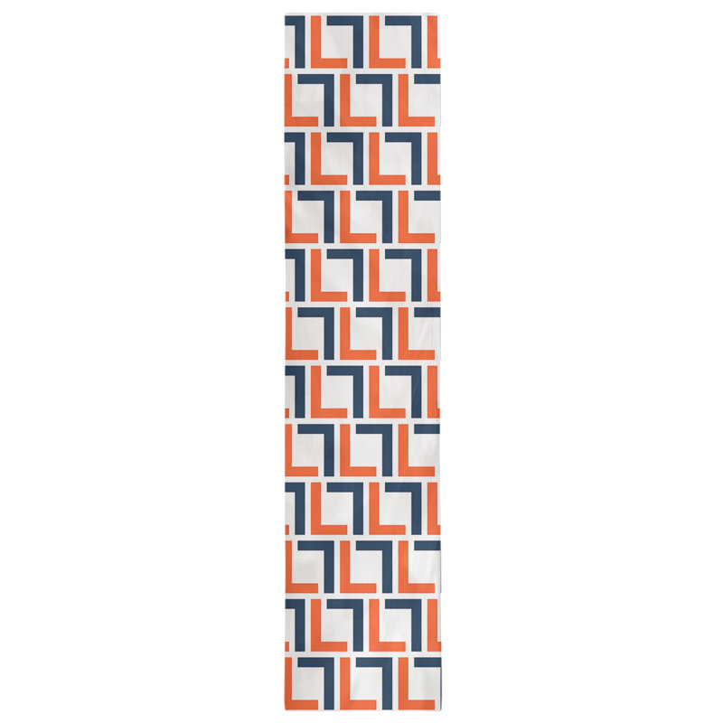 Chemin de table Carolina, 72 po x 16 po, polyester, Blanc / orange / bleu
