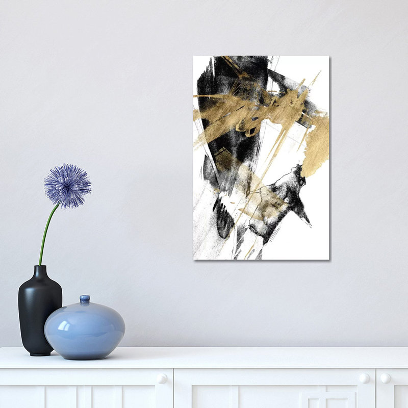 Glam & Black I by Jennifer Goldberger - Wrapped Canvas Painting, 30.48 cm H x 45.72 cm W