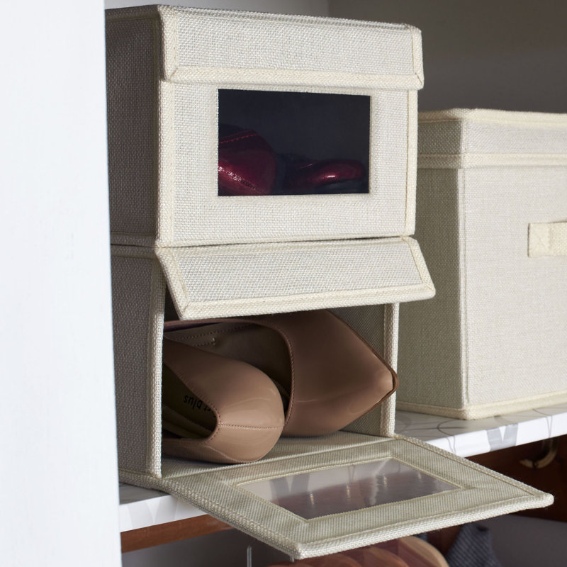 Stackable Shoe Storage Box, Cream