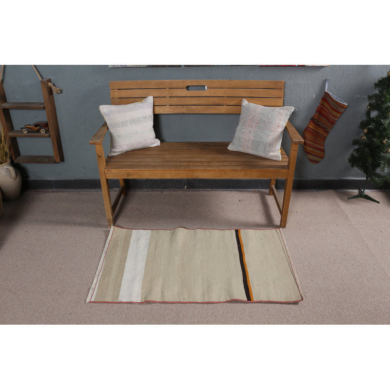 Le kilim turc tissé à la main en beige présente un style antique parfait pour les décorations extérieures