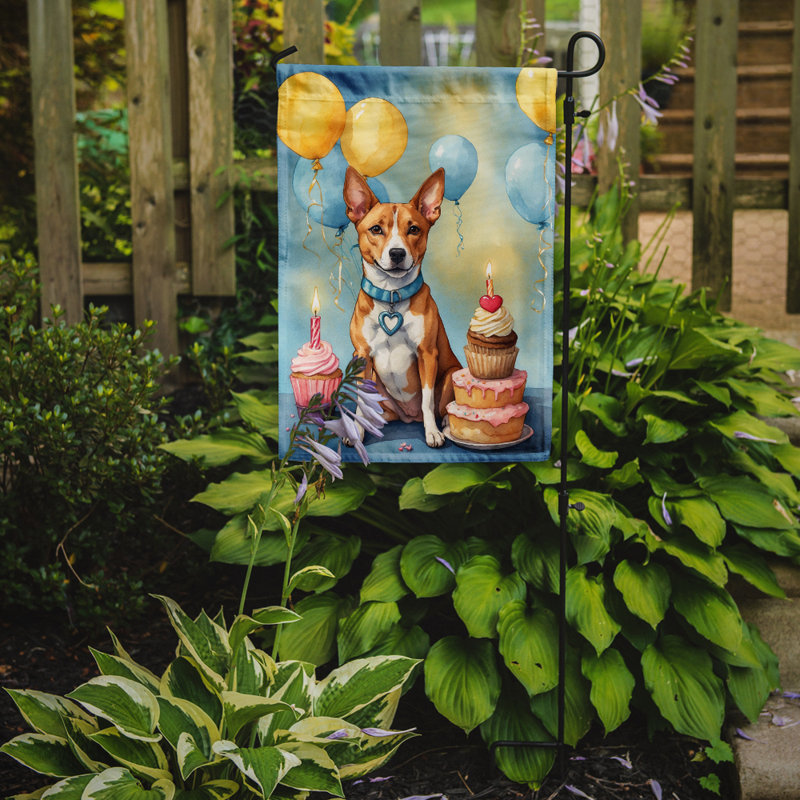 Happy Birthday Garden Flag, Basenji