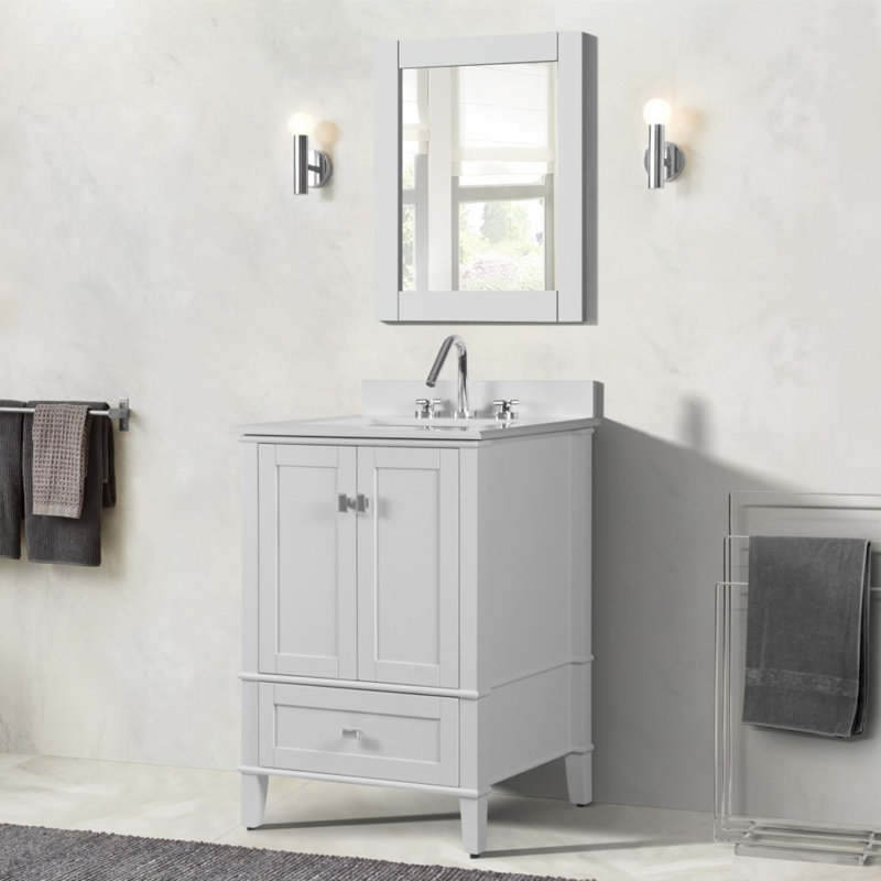 Alltawanna 25 in. Single Vanity with Quartz Top, White