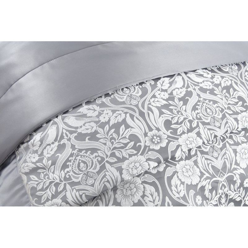 Eden Polyester Floral Bedspread, Silver