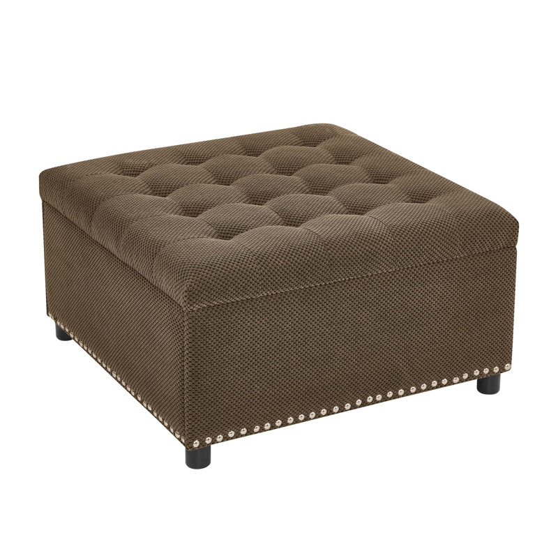 Repose-pieds de rangement capitonné Classic avec garniture cloutée, repose-pieds polyvalent et compartiment caché pour les petits espaces