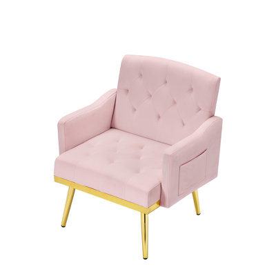 Stylish Pink Velvet Armchair With Metal Legs - Ideal For Small Spaces Make Your Living Area Stand Out