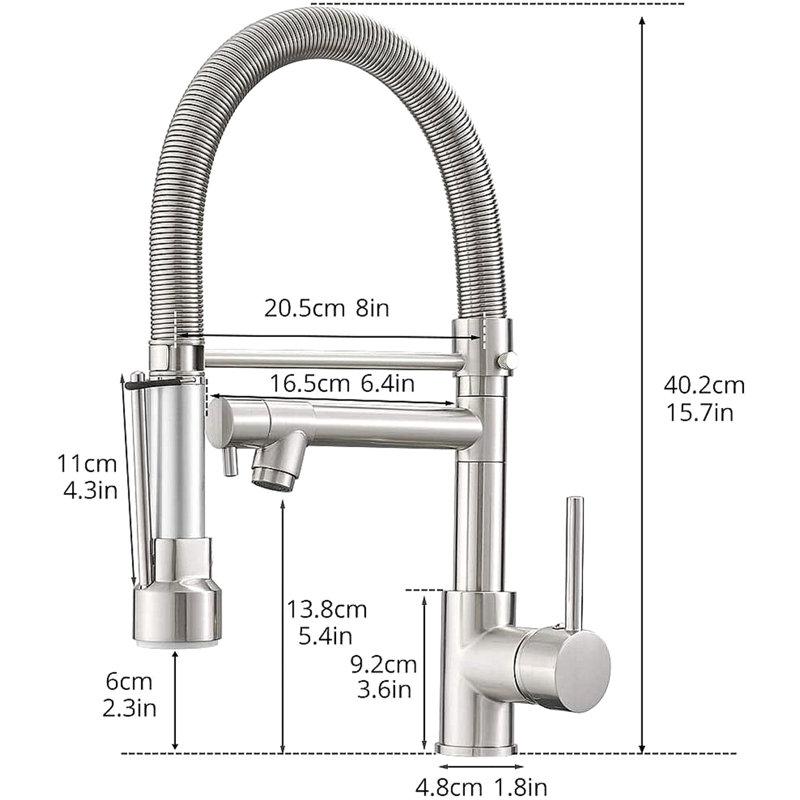 Robinet de cuisine de style commercial avec douchette rétractable, robinet de cuisine commercial, robinet de cuisine à ressort, robinet d'évier de cuisine