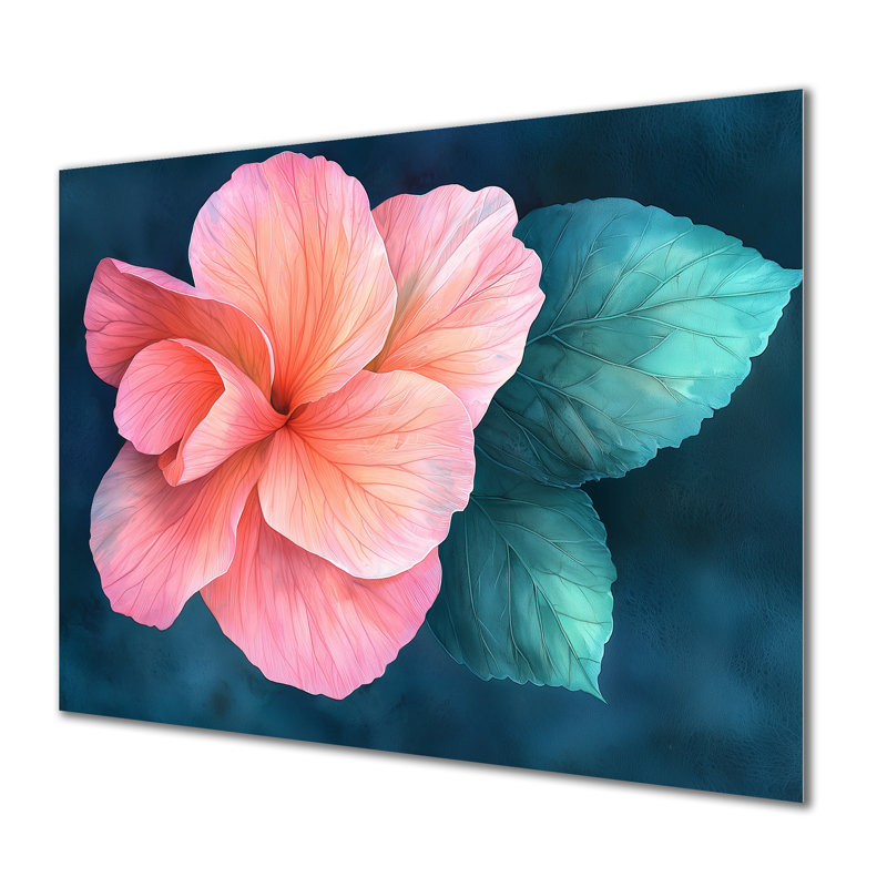 Aura éternelle de fleurs de bégonia II - géraniums, impression métallique traditionnelle, H 16 po x l 32 po x P 0,84 po