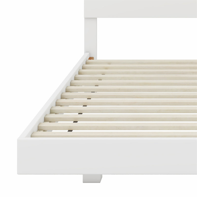 Modern High Gloss 3-Piece Bedroom Set Floating Bed Frame Platform Bed With LED Light & 2 Nightstands