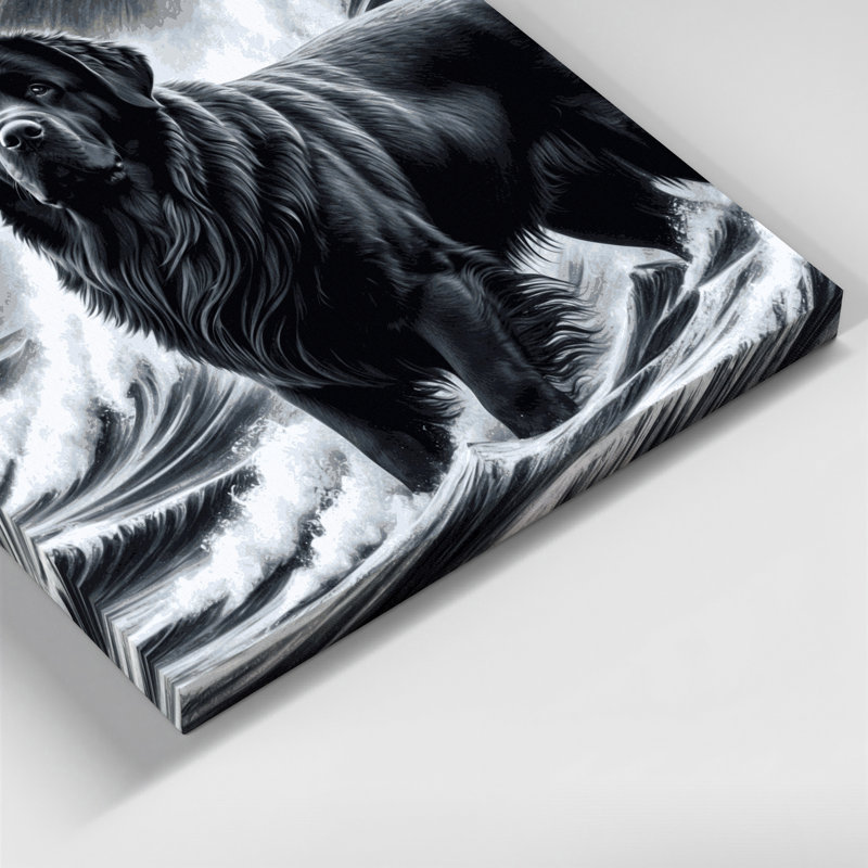 Chiens, Terre-Neuve, art mural sur toile noire, H 16 po x l 20 po