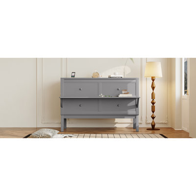 Grand lit escamotable avec port USB et tablettes amovibles de chaque côté, gris (VIEUX SKU: LP001661AAE)