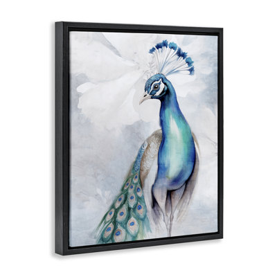 "Soft Soft Elegant Peacock Portrait", art mural sur toile flottante dorée par Kim Allen
