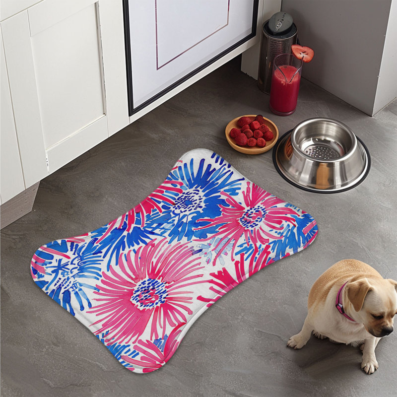 Tapis cramoisi et fleurs de cobalt - 1 pièce, 14"