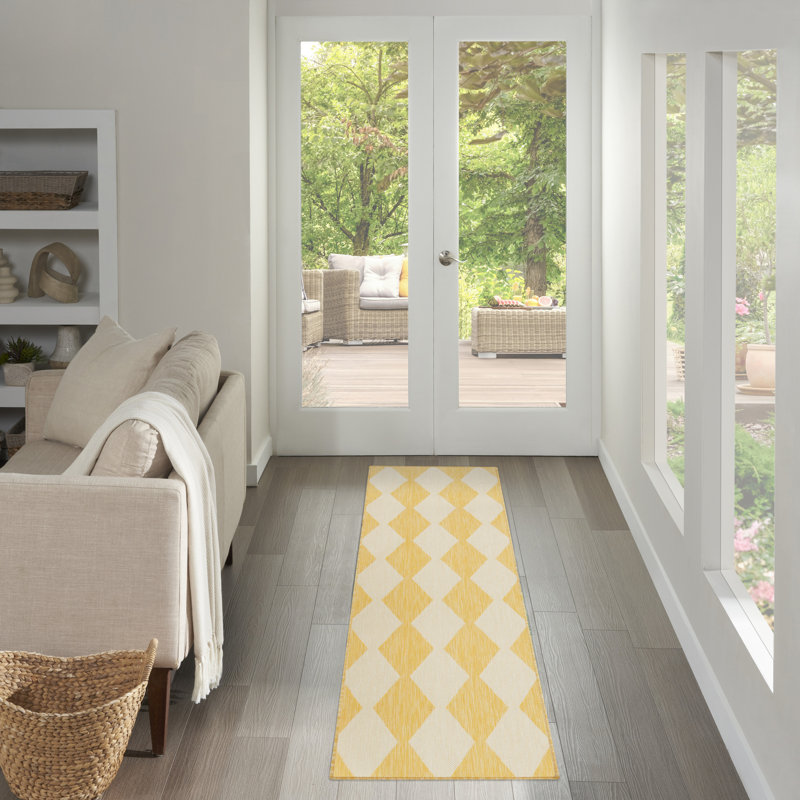 Nourison Positano 2'2" x 8' Yellow Modern Rug, Yellow, Runner 2'2" x 8'