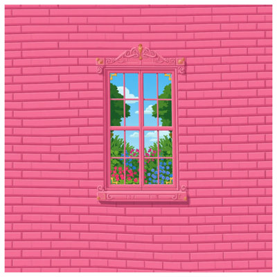 Pink Brick Wall Window Shower Curtains Extra Long