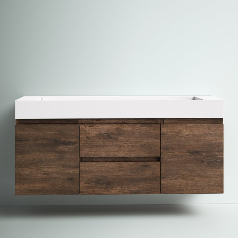 Babajide Bathroom Vanity with Acrylic Top, Rosewood