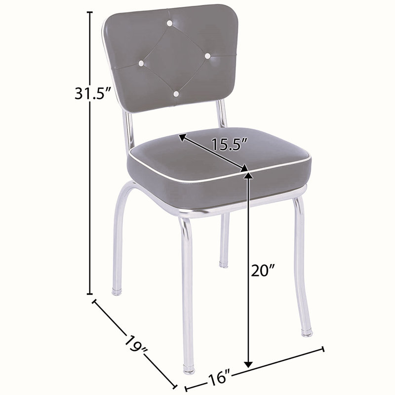 Retro Home Upholstered Tufted Back Dining Chair, Glitter Sparkle Red