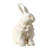 14” White Ceramic Rabbit Figurine with Curly Texture and Crackled Glaze, Decorative Angora Bunny Sculpture for Mantel, Tabletop, or Bookshelf