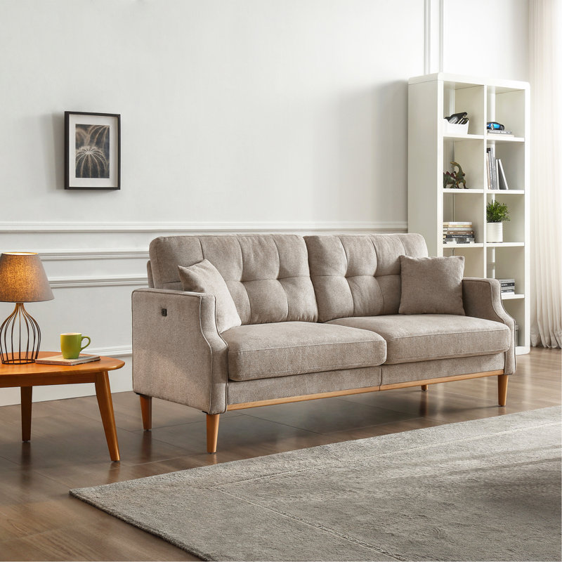 Canapé 3 places Living Space avec tissu imperméable, H 35 po x l 70 po x P 32 po, Polyester gris clair