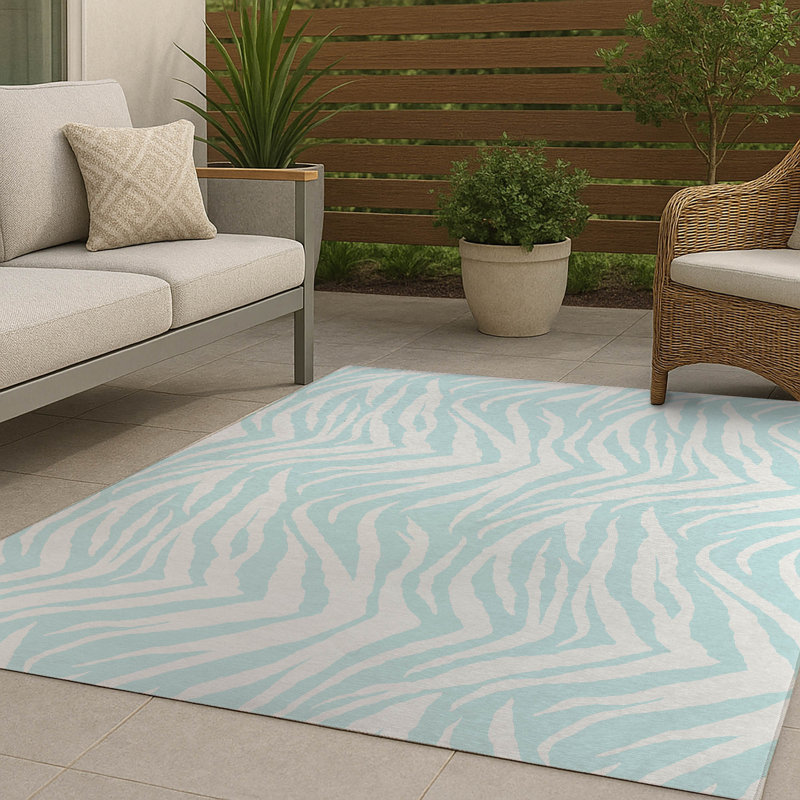 Zebra Patch Non-Slip Outdoor Rug, Rectangle 5' x 7'