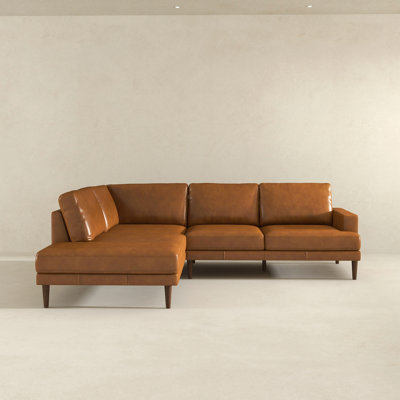 Corbin Left-Facing Tan Leather Sectional Sofa