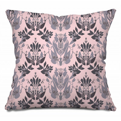 Damask Cotton Blend Reversible Throw Pillow
