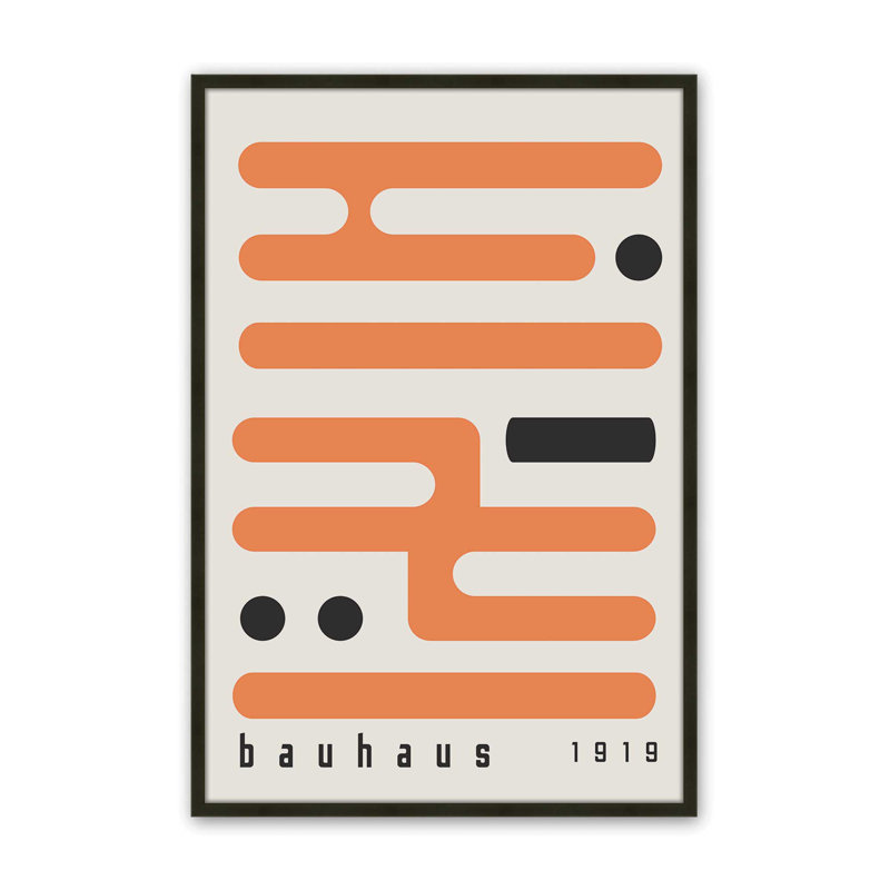 «Orange Bauhaus Minimalist», impression roulée, H 21 po x l 17 po x P 1,25 po, Reproduction encadrée sans passe-partout