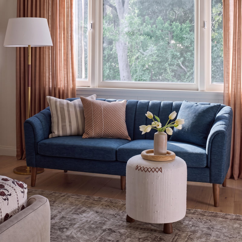 Avett Upholstered 84.5'' Sofa, Navy Blue 100% Polyester