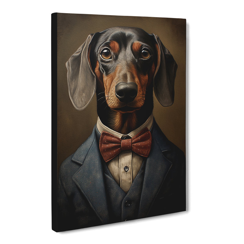 Dachshund in a Suit Painting No.2 - Wrapped Canvas, 60cm H x 40cm W x 3cm D