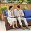 Ensemble de conversation en osier pour l'extérieur 5 pièces, coussins imperméables toutes saisons, meubles de patio durables pour le jardin, la piscine, la cour arrière-107382378