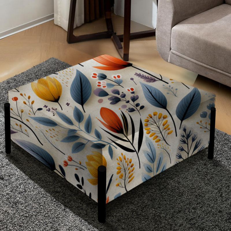 Minimaliste Radiant Blossom Serenity V - grand repose-pieds carré floral