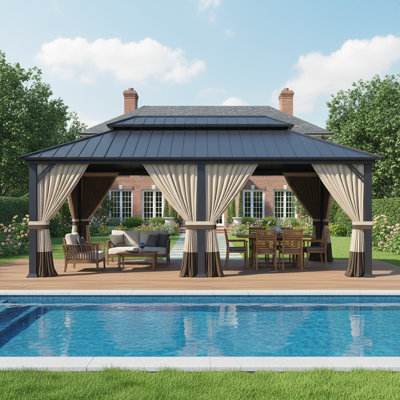 Pavillon de jardin en acier 12 po x 20 po avec moustiquaire et toit ventilé