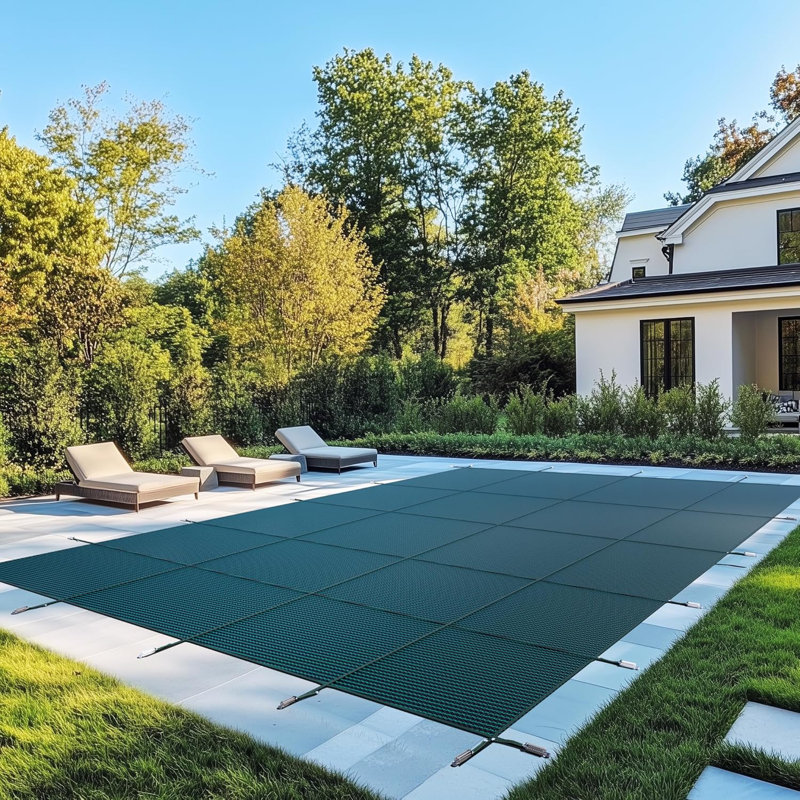 Green 20' x 40' Rectangular High Strength Mesh Pool Cover