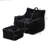 Black Comfy Bean Bag Chair With And Footstool For Multi - Room Relaxation, Soft Shredded Foam, Corduroy, Modern Design Living Room, Bedroom & Dorm, Filled