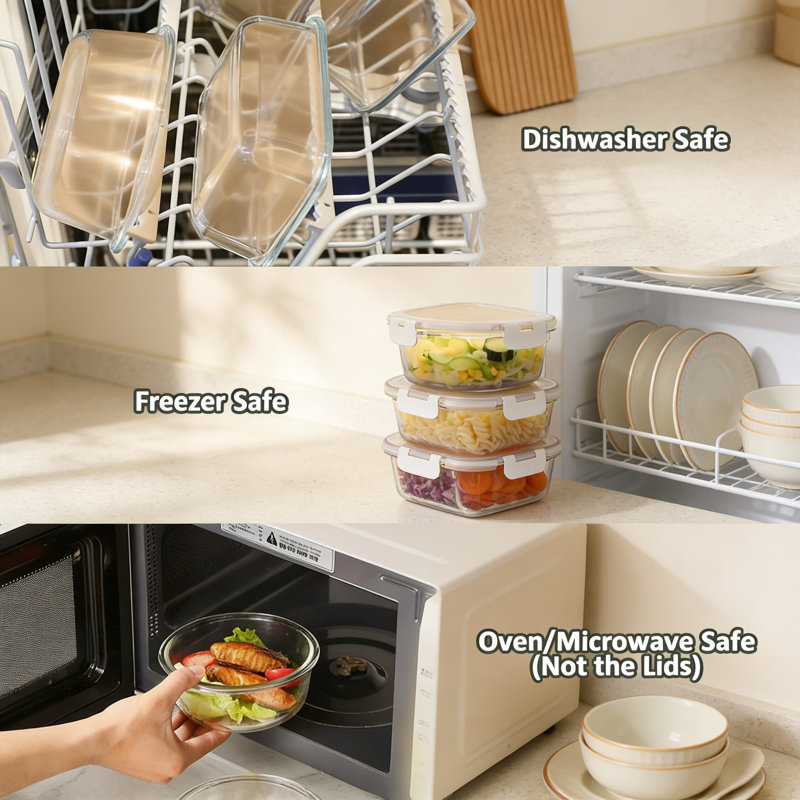 Ensemble de 24 contenants en verre pour aliments avec couvercles verrouillables hermétiques, contenants de préparation de repas en borosilicate pour micro-ondes, four, congélateur et lave-vaisselle